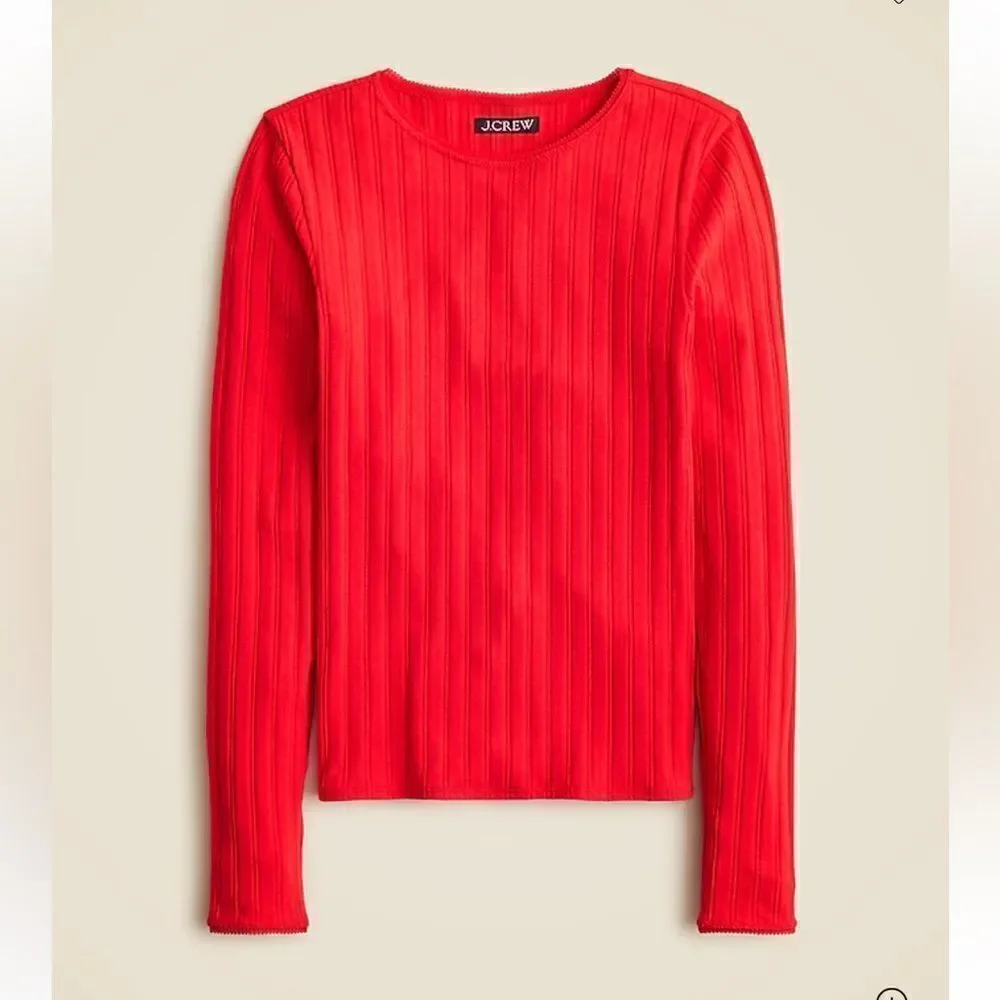NWT J CREW Pointelle long-sleeve T-shirt in Apple Red